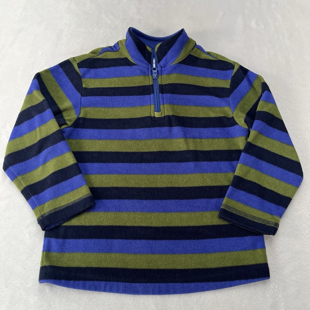 Hanna Andersson Fleece 1/4 Zip Unisex Kids 5-6 Striped Fall Winter